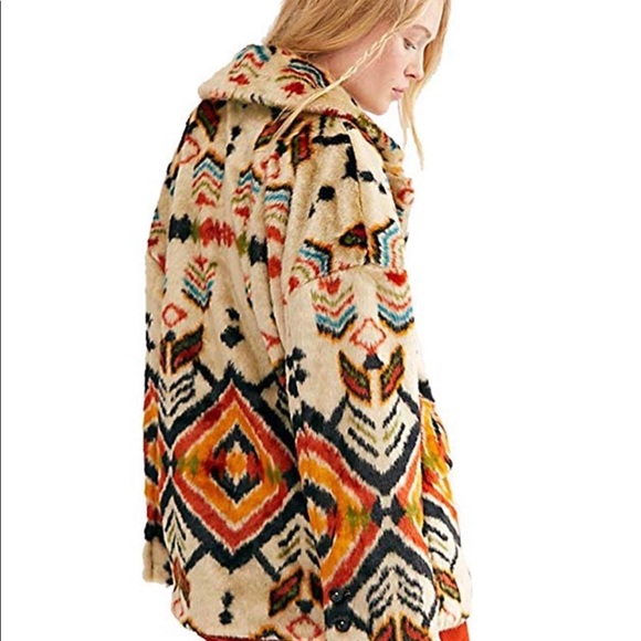 Nwt Free People Aztec Faux Fur Jacket 